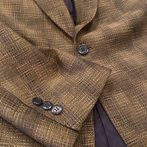 Jhane Barnes shawl collar Wool sport Coat jacket in black brown Size Men's 44L - Picture 8 of 9